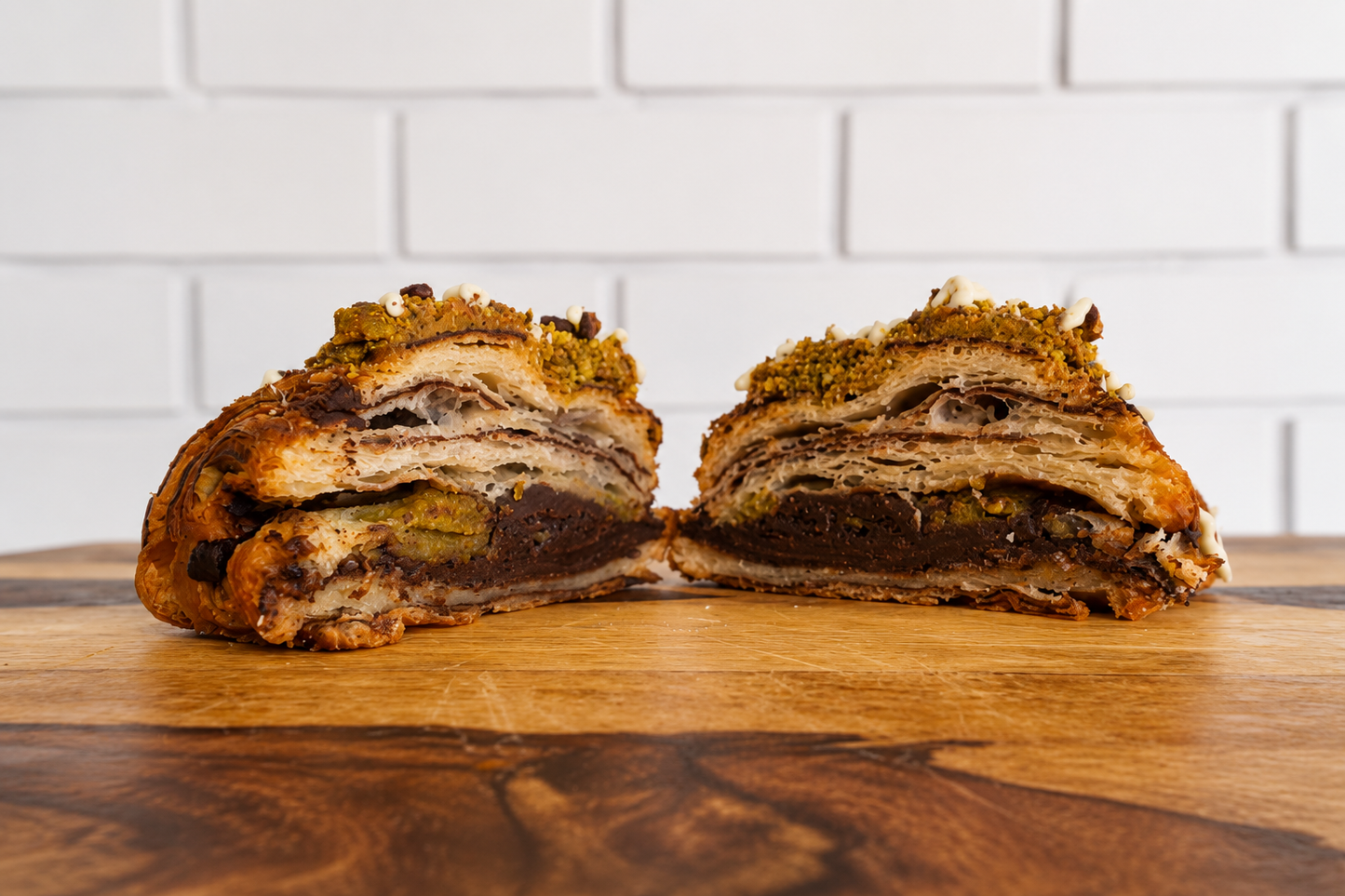 Croissant, chocolate pistachio